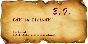 Bába Ildikó névjegykártya